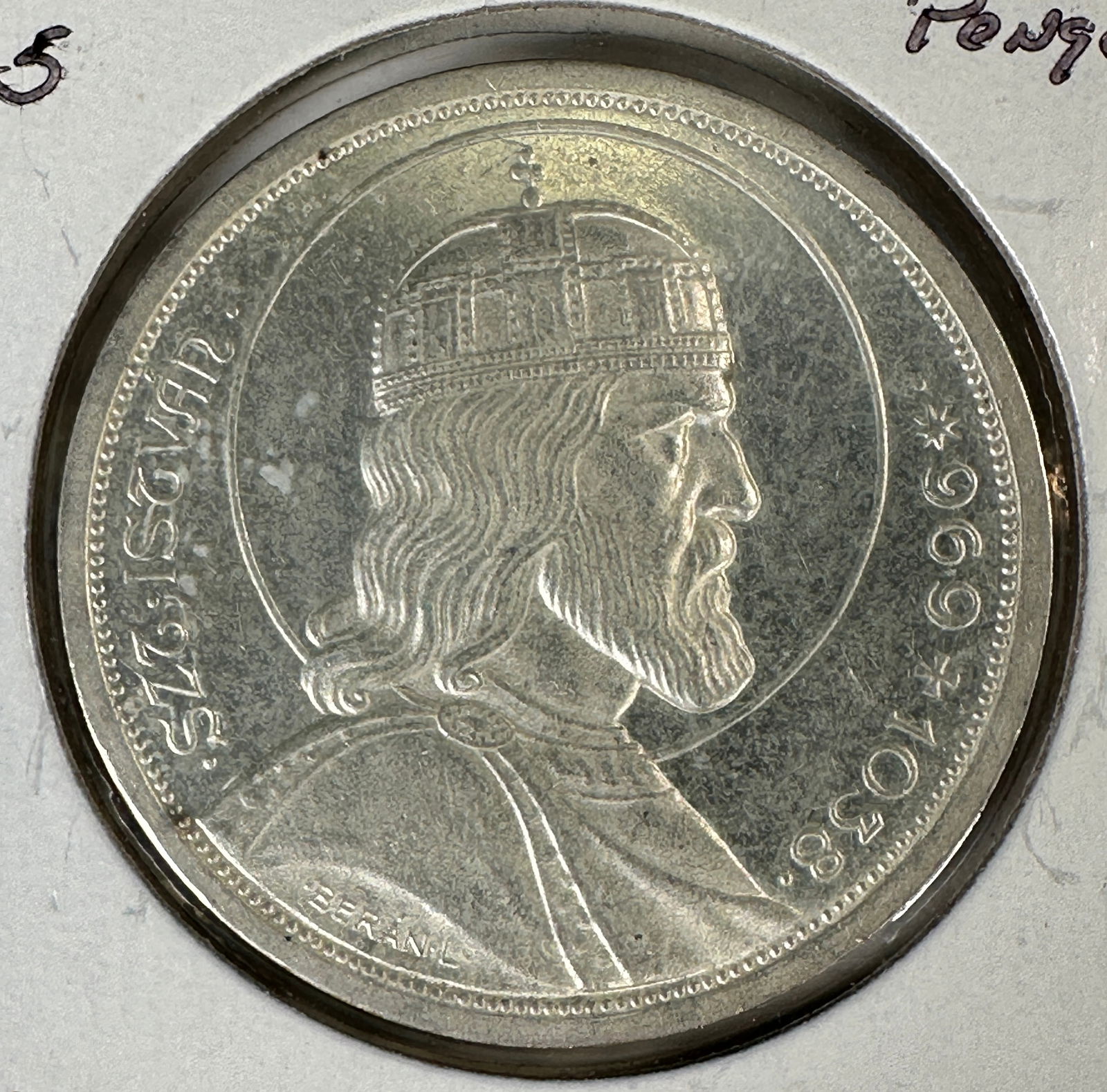 1938 Hungary Regency Period 5 Pengo .640 Silver Coin- St. Stephen: Item(s) as titled. Ungraded; condition varies. See images.