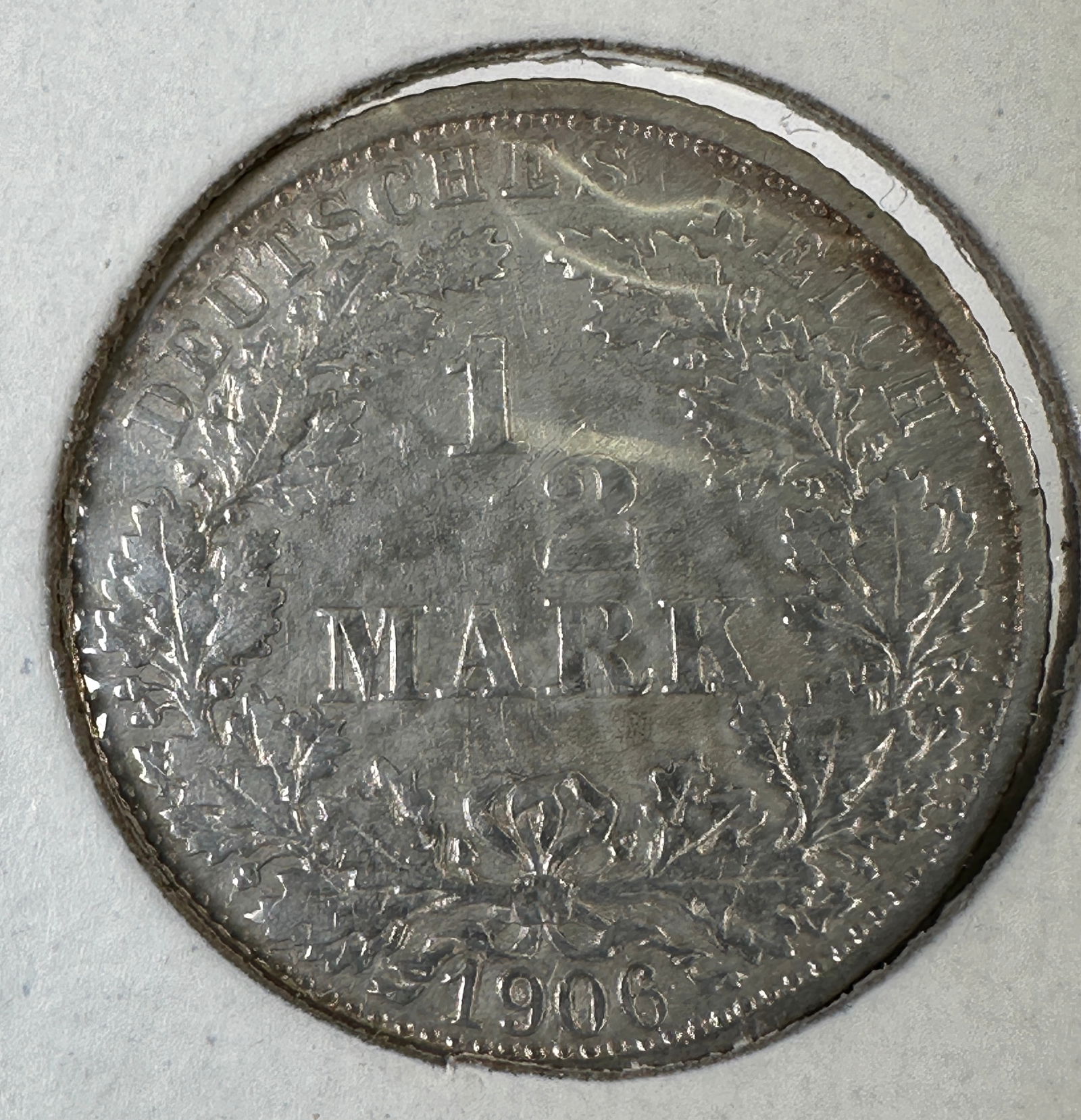 1906 German Empire 1/2 Mark .900 Silver Coin (1 of 2)