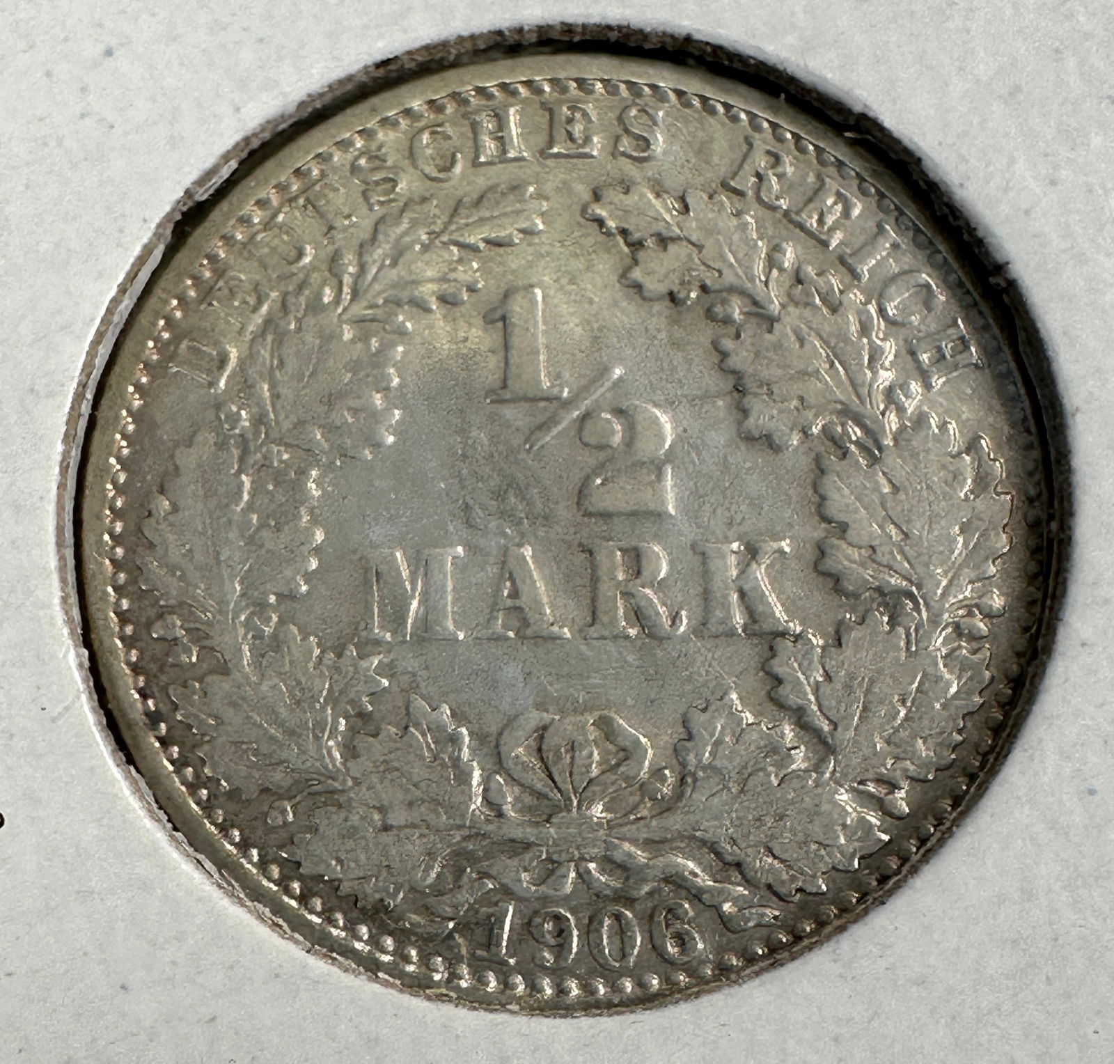 1906 German Empire 1/2 Mark .900 Silver Coin (1 of 2)