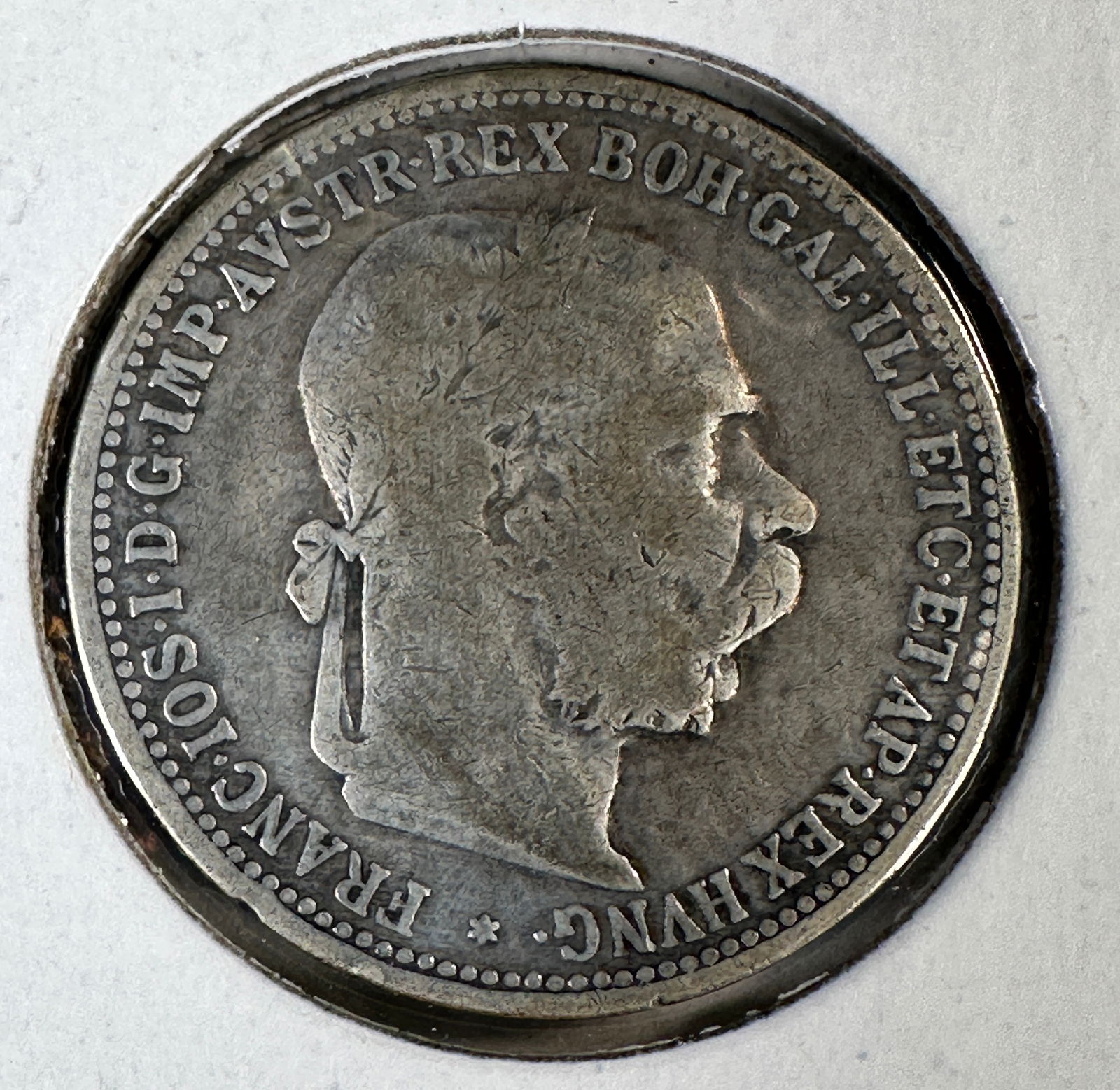 1893 Austro-Hungarian Emp. 1 Corona .835 Silver Coin (1 of 2)