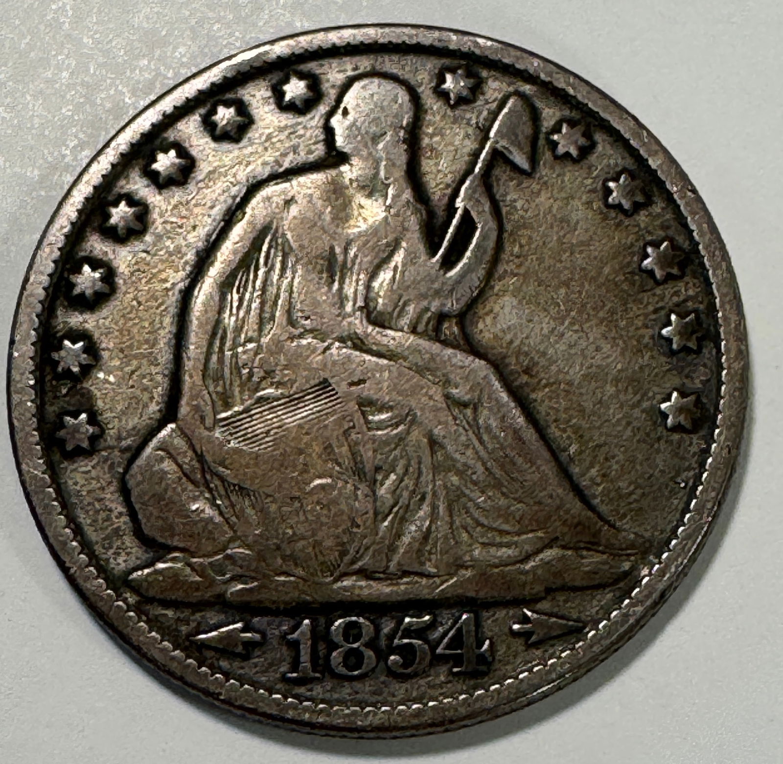 -* 1854-O Seated Liberty Half Dollar USA .900 Silver Coin (1 of 3)
