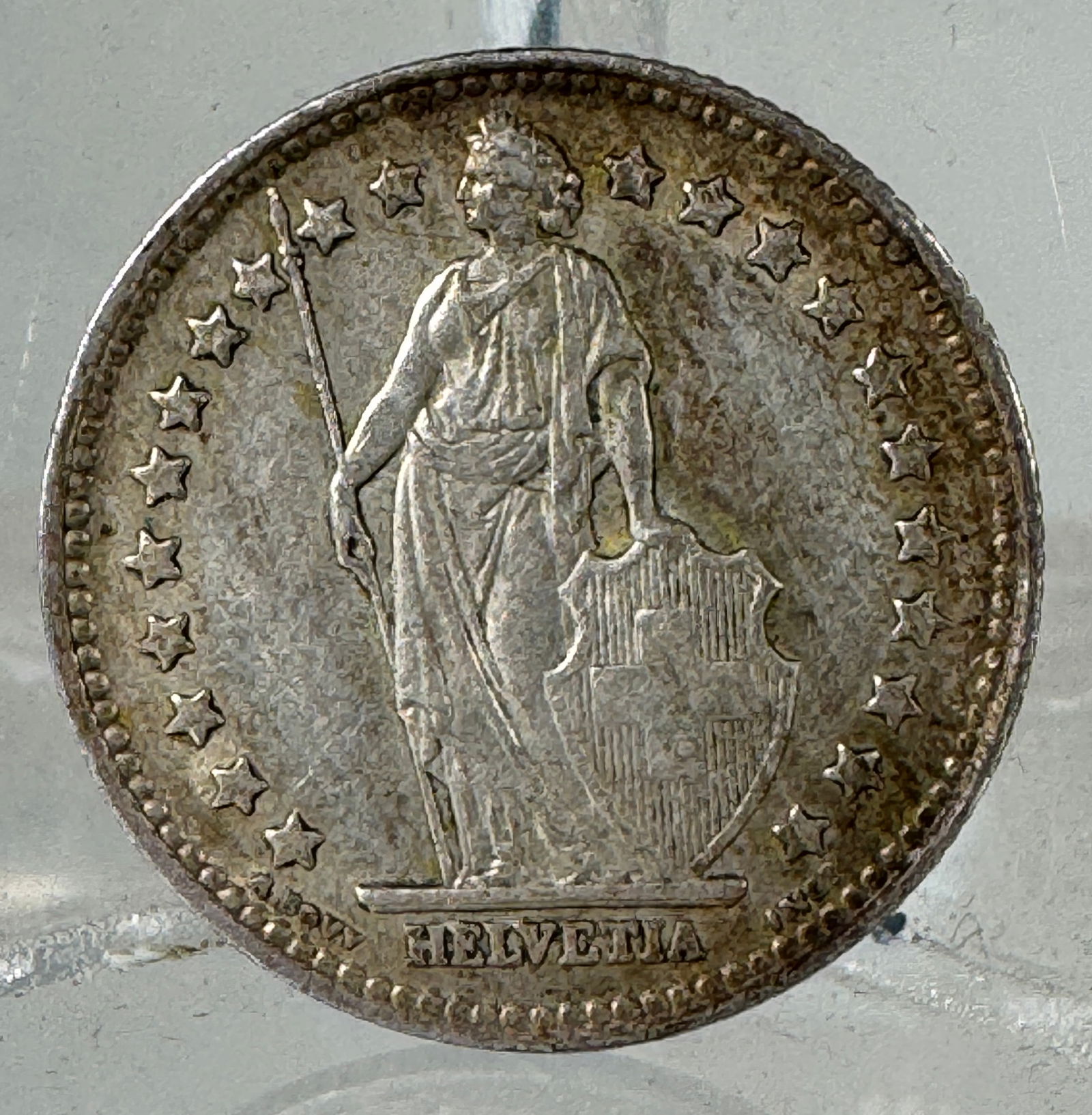 -* 1946 Swiss 1 Franc .835 Silver Coin (1 of 3)