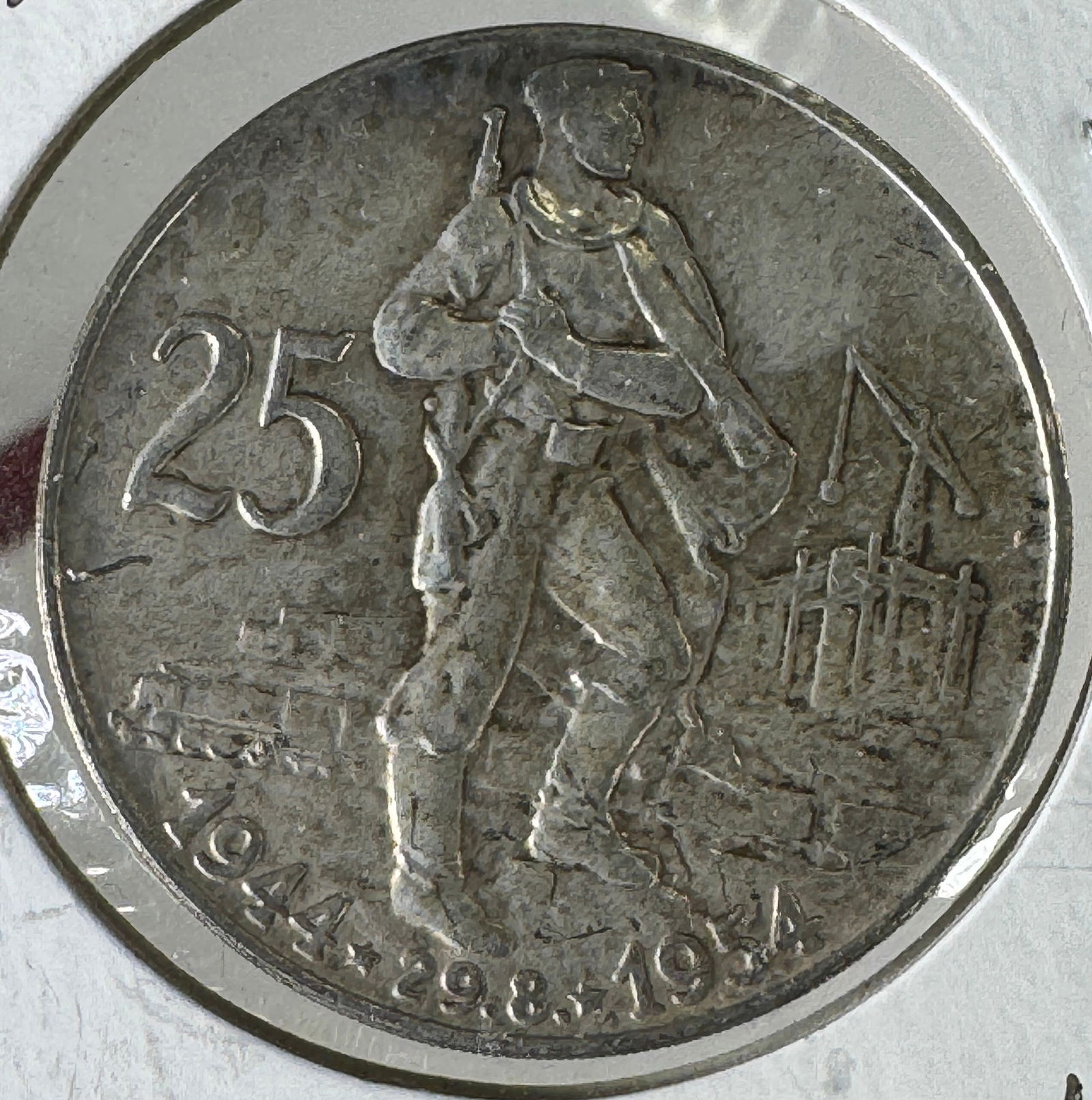 Czechoslovakia 25 Korun .500 Silver Coin, 1954: Item(s) as titled. Ungraded; condition varies. See images.