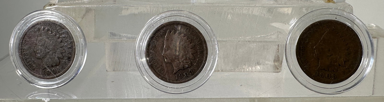 Three US Indian Head Pennies: Item(s) as titled. Ungraded; condition varies. See images.