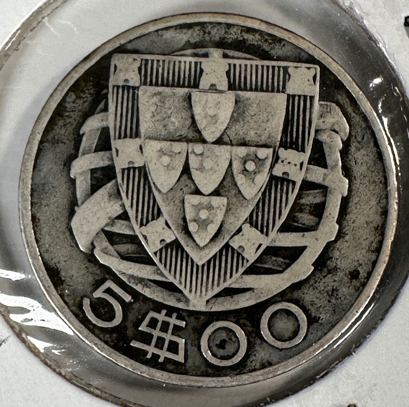 1933 Portugal 5 Escudos .650 Silver Coin: Item(s) as titled. Ungraded; condition varies. See images.