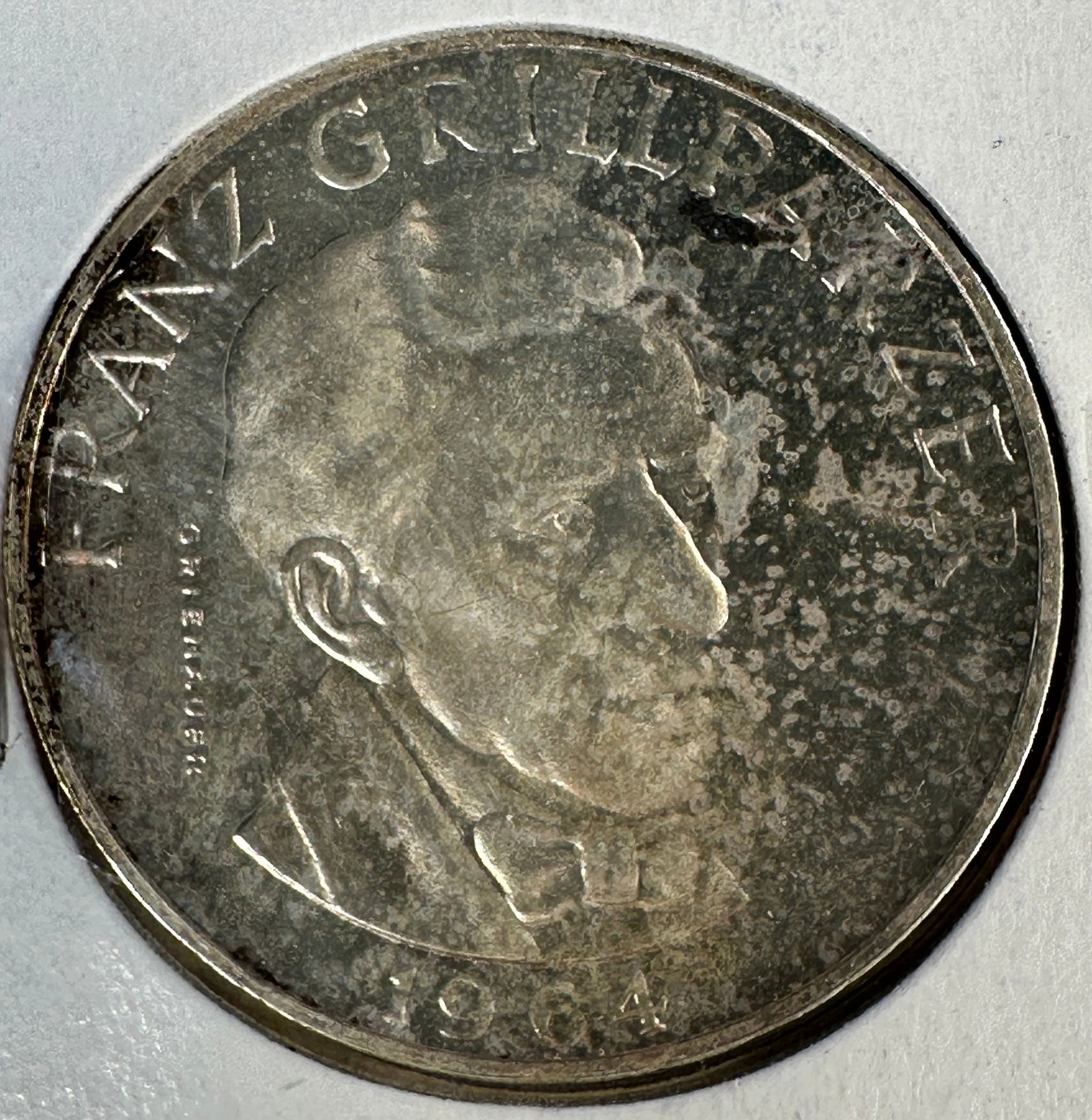 Austria 25 Schilling, Franz Grillparzer, 1964. 800 Silver Coin (1 of 2)