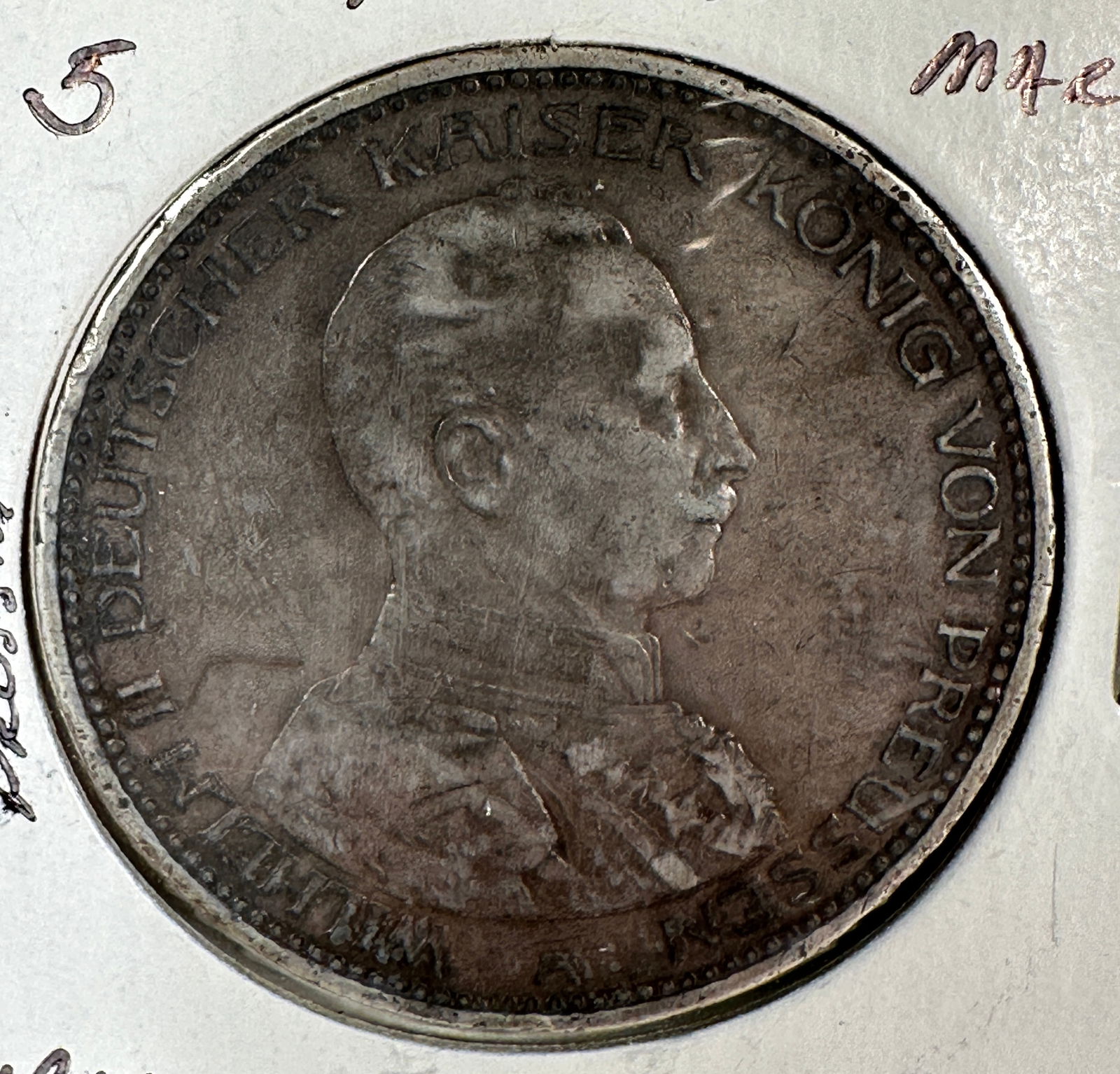 1914 German Empire 5 Mark .900 Silver Coin (1 of 2)