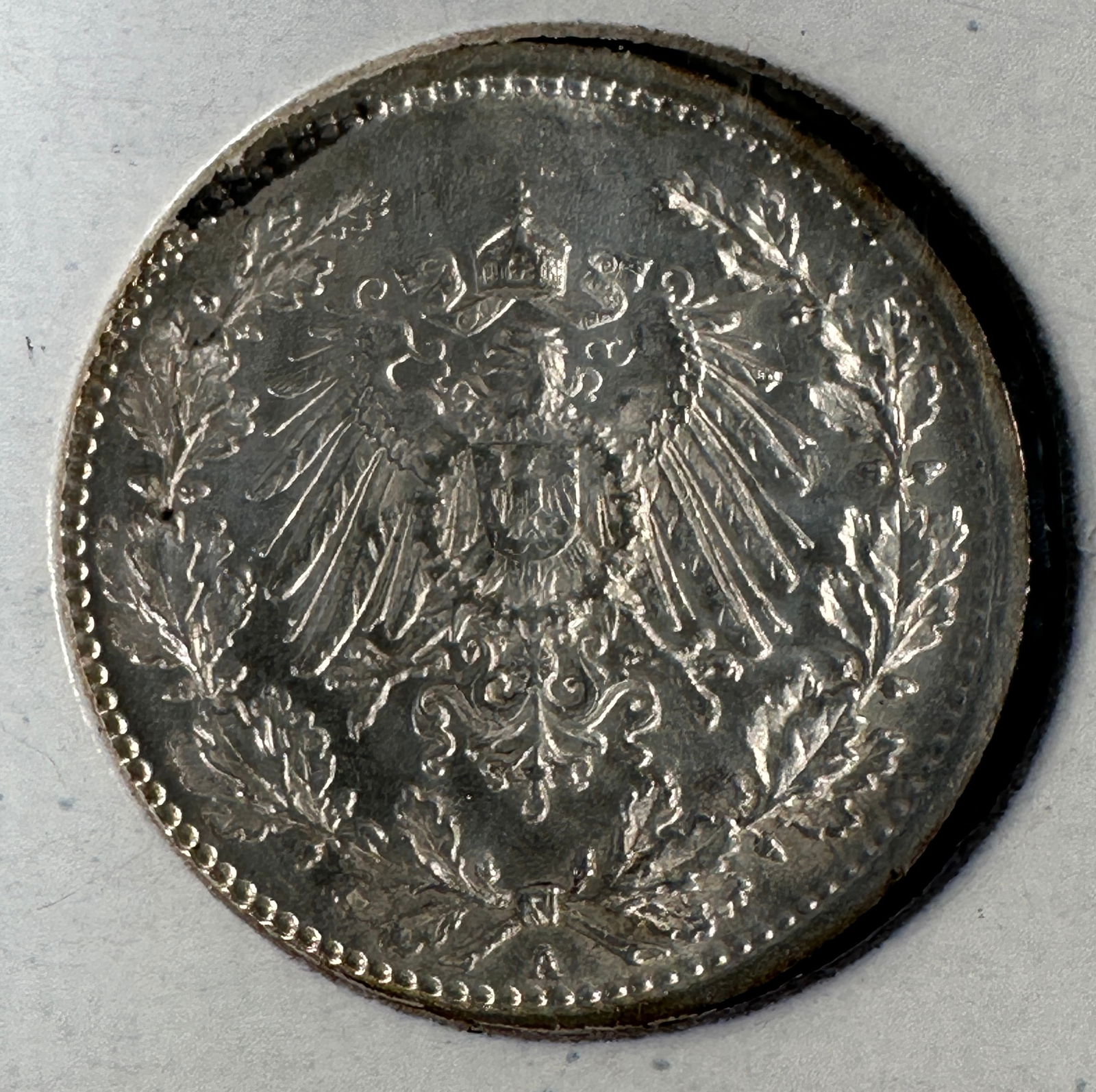 -*1916 German 1/2 Mark .900 Silver Coin (1 of 2)