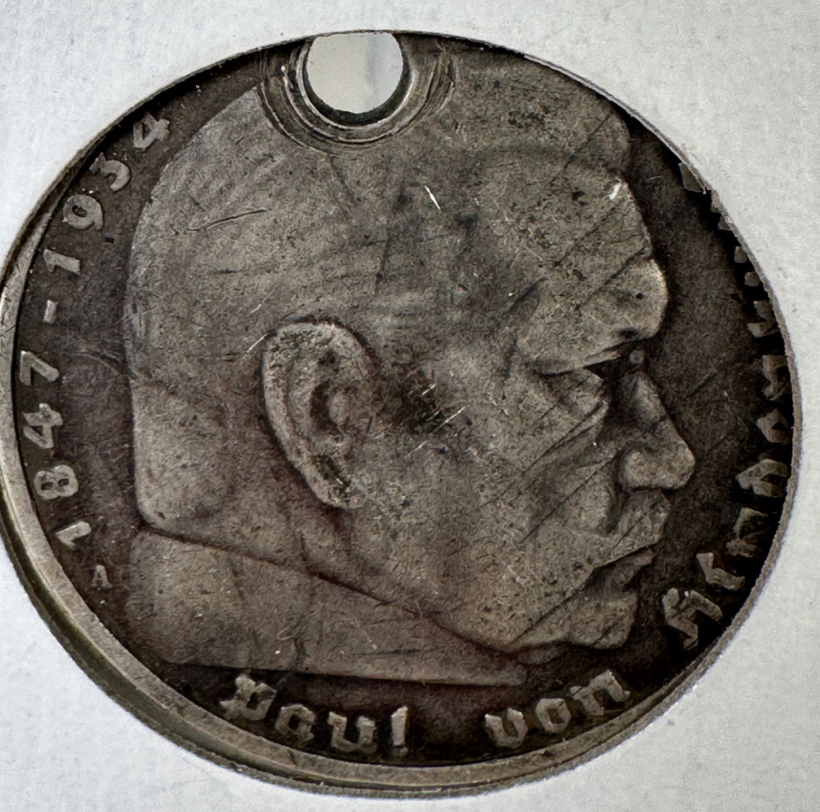 -*1936 German 5 Reichsmark .900 Silver Coin - Paul von Hindenburg (1 of 2)