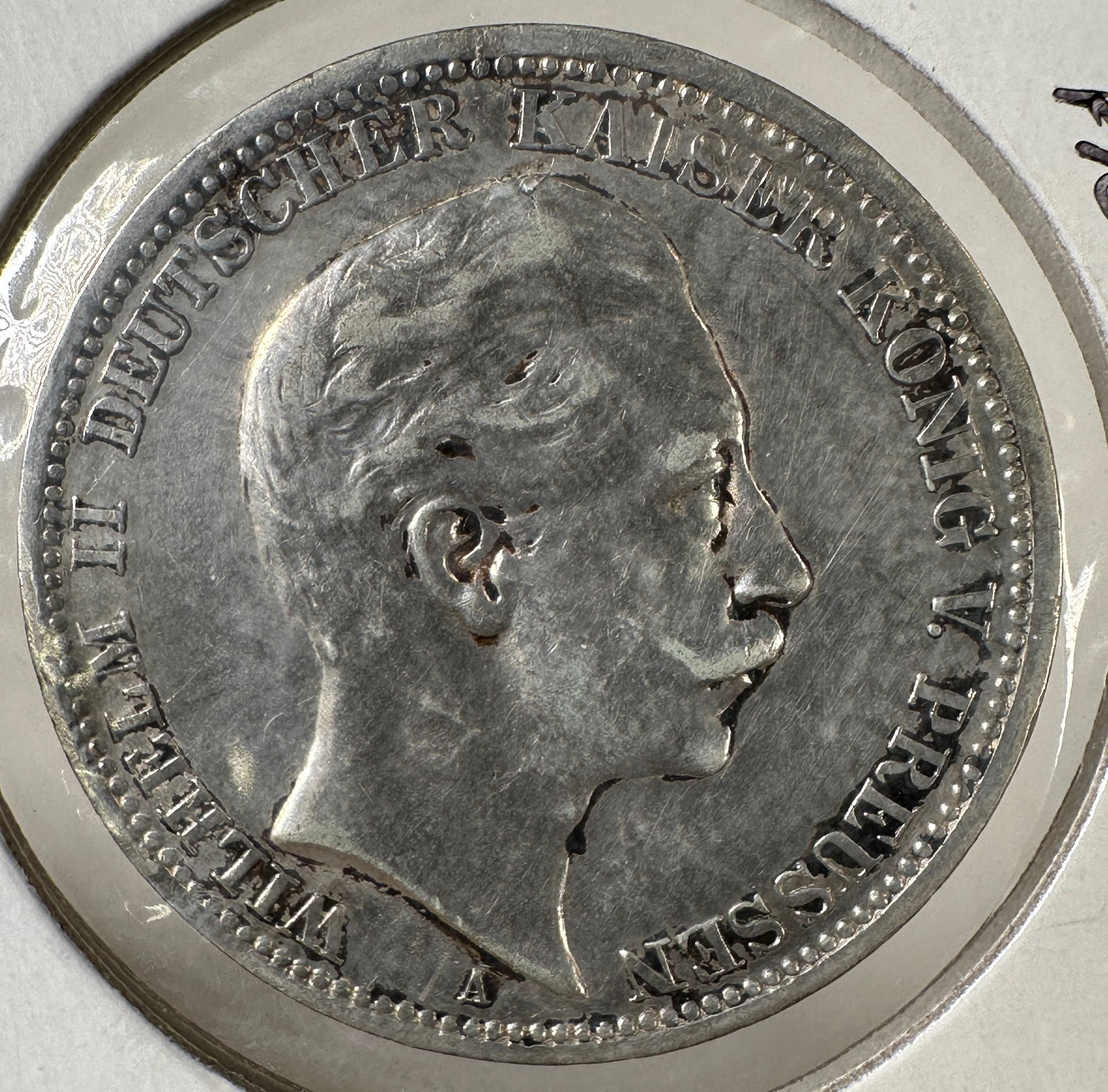 1908 Germany Emp. 3 Mark .900 Silver Coin - Prussia (1 of 2)