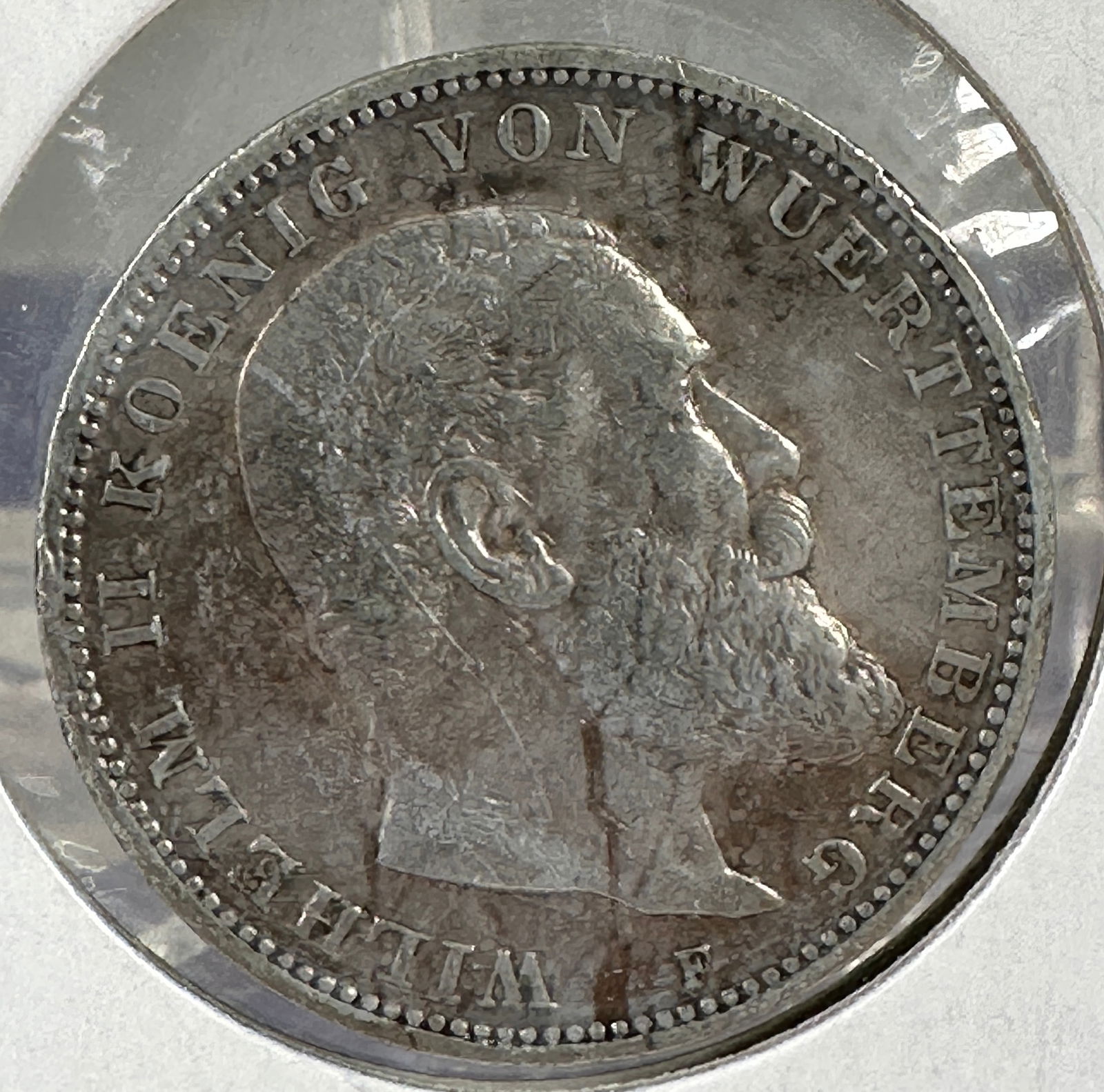 1909 Germany Emp. 3 Mark .900 Silver Coin - Wurttemberg (1 of 2)