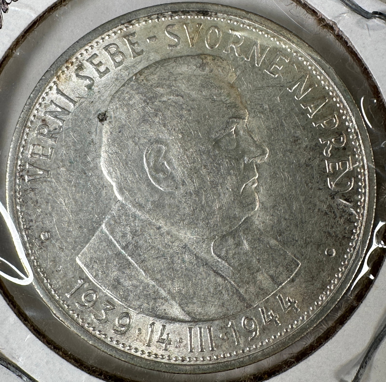 1944 Facist Slovakia 50 Korun .700 Silver Coin - Jozef Tiso: Item(s) as titled. Ungraded; condition varies. See images.