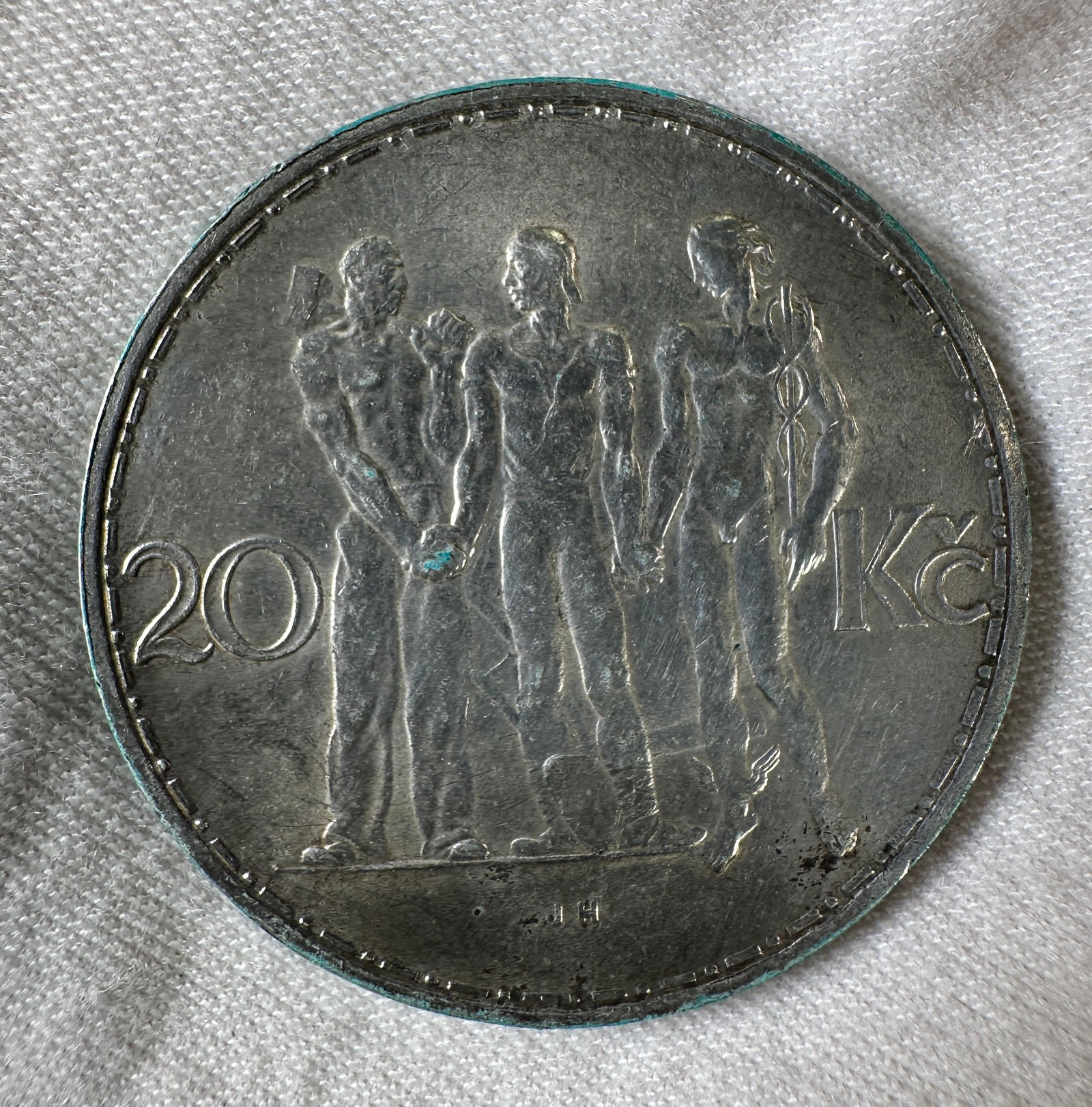 1934 Czechoslovakia 20 Korun Silver Coin (1 of 2)