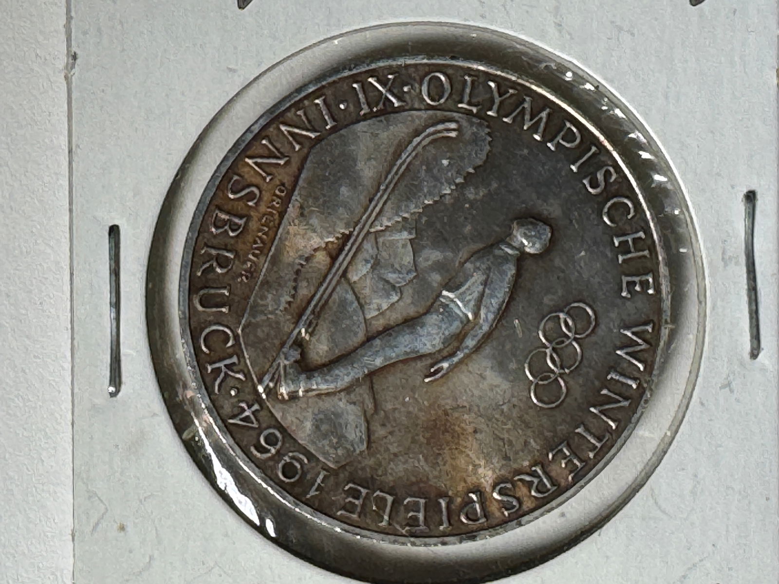 1964 Post WWII Austria 50 Schilling IX Olympic Winter Games .900 Silver Coin (1 of 2)