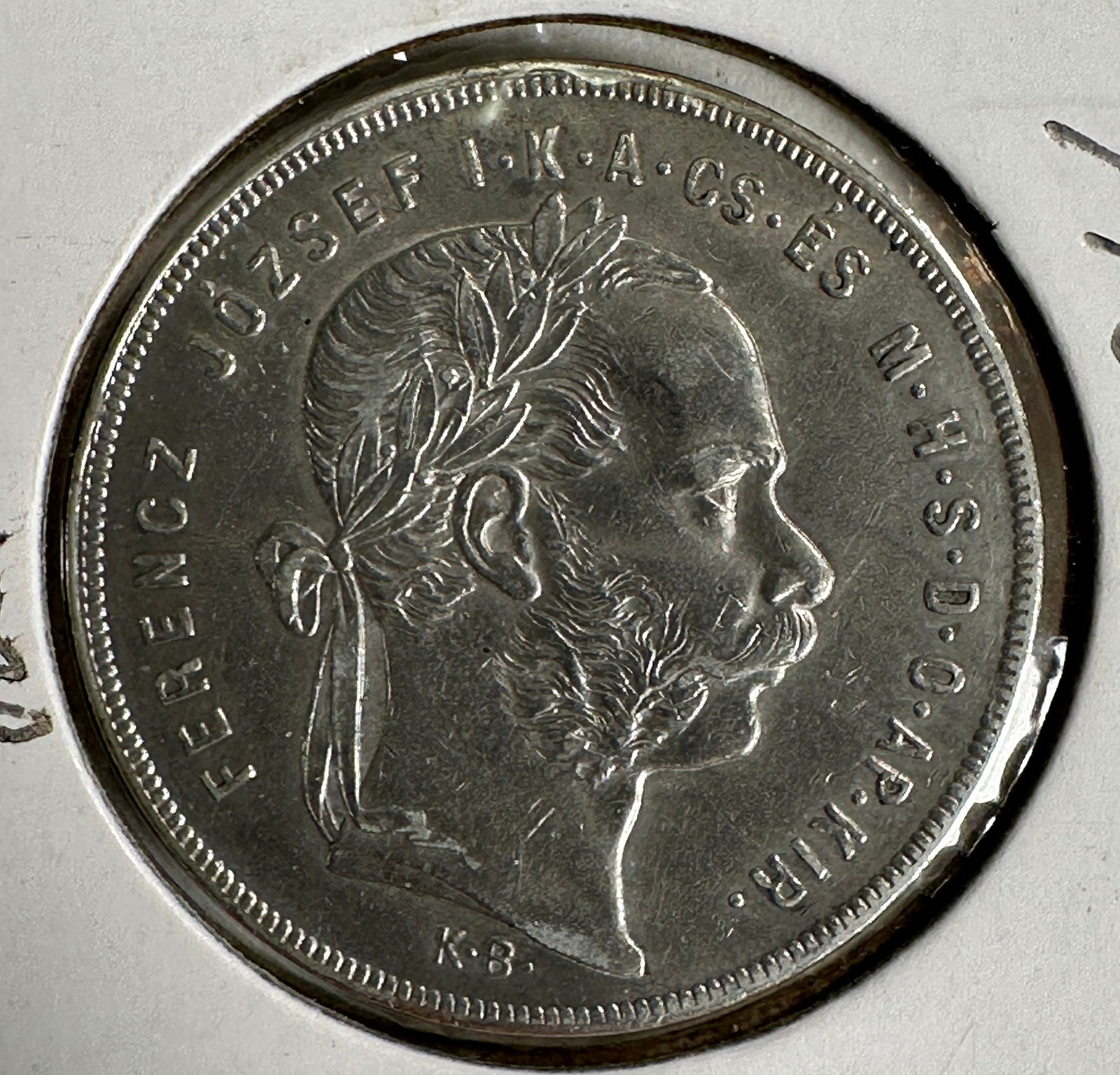 1879 Austro-Hungarian Emp. 1 Forint .90 Silver Coin - Hungary - Emperor Franz Joseph I: Item(s) as titled. Ungraded; condition varies. See images.