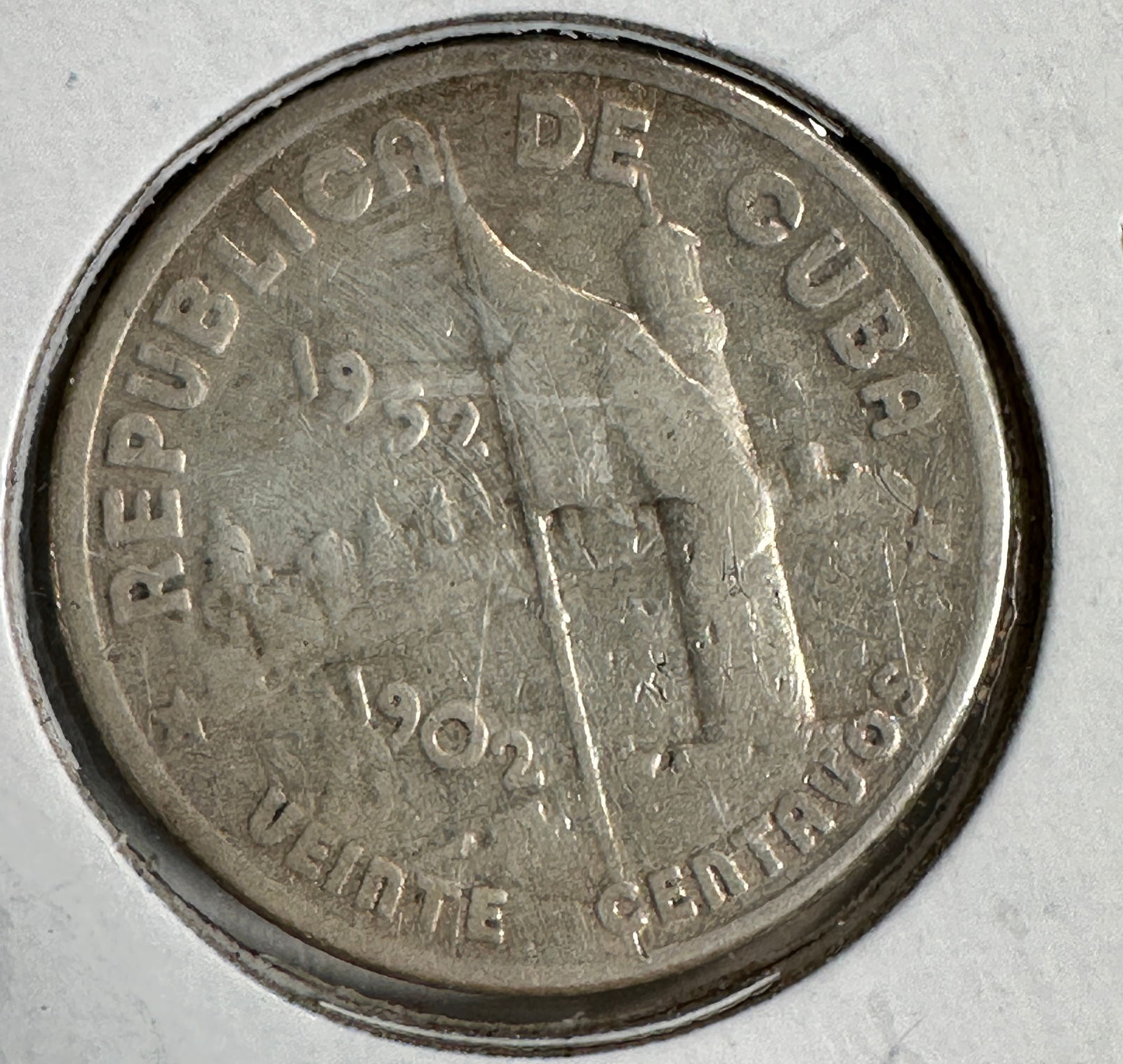 1952 Cuba 1st Republic 20 Centavos .900 Silver Coin (1 of 2)