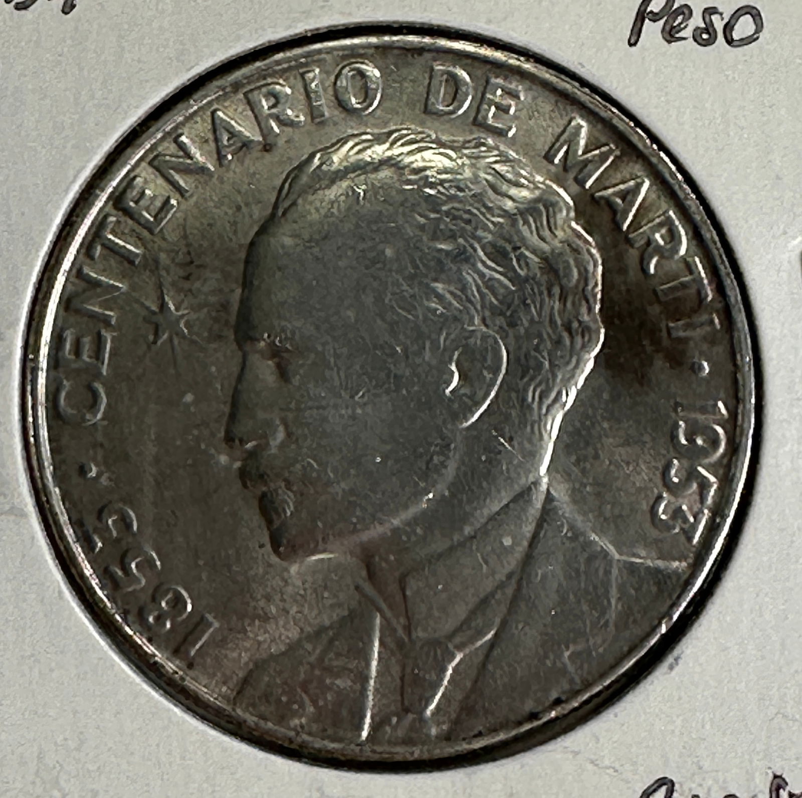 1953 Cuba 1st Republic 1 Peso .900 Silver Coin - Centenario de Marti (1 of 2)