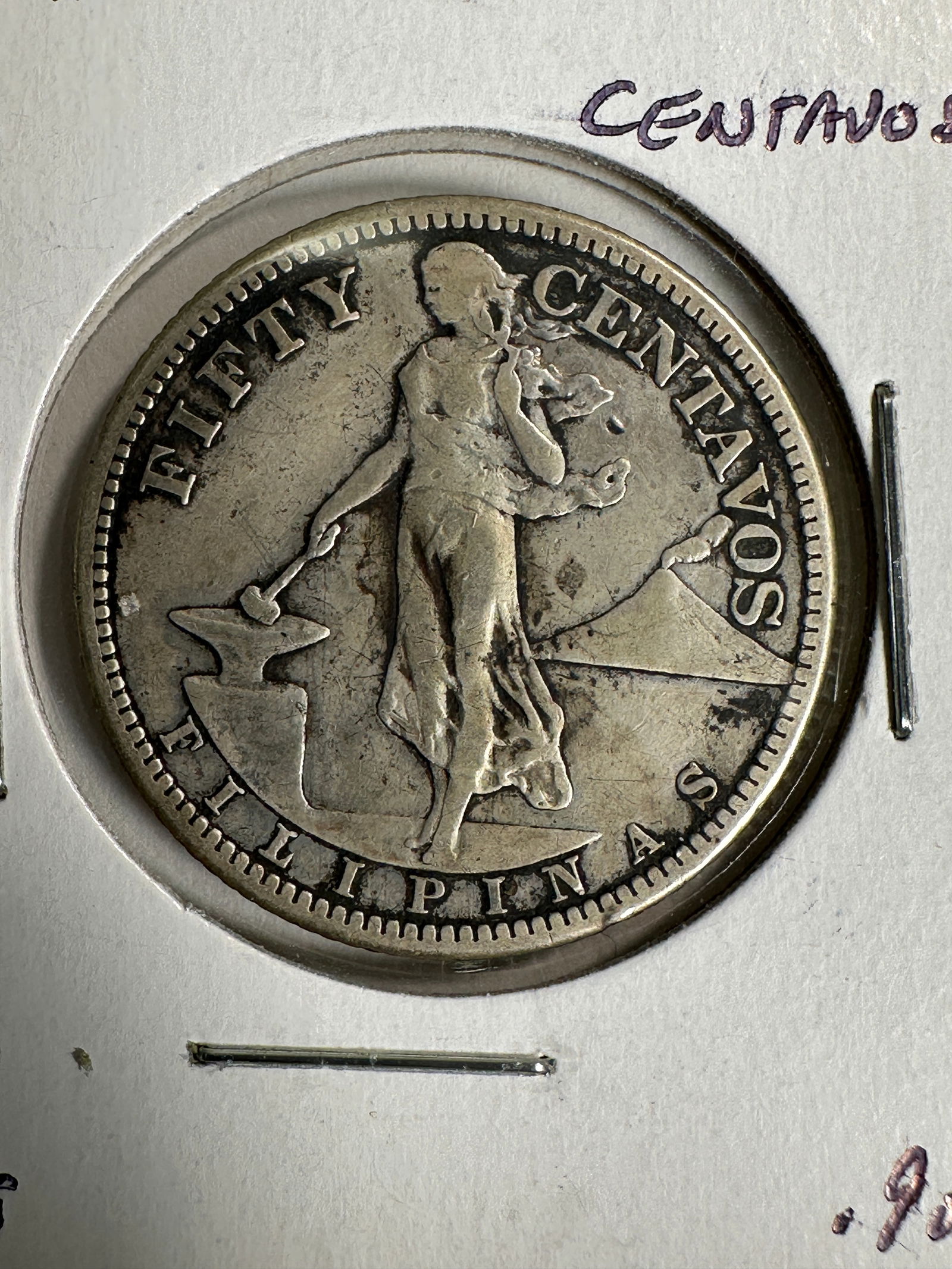 1908 Philippines (USA) 50 Centavos 900 Silver Coin (1 of 2)