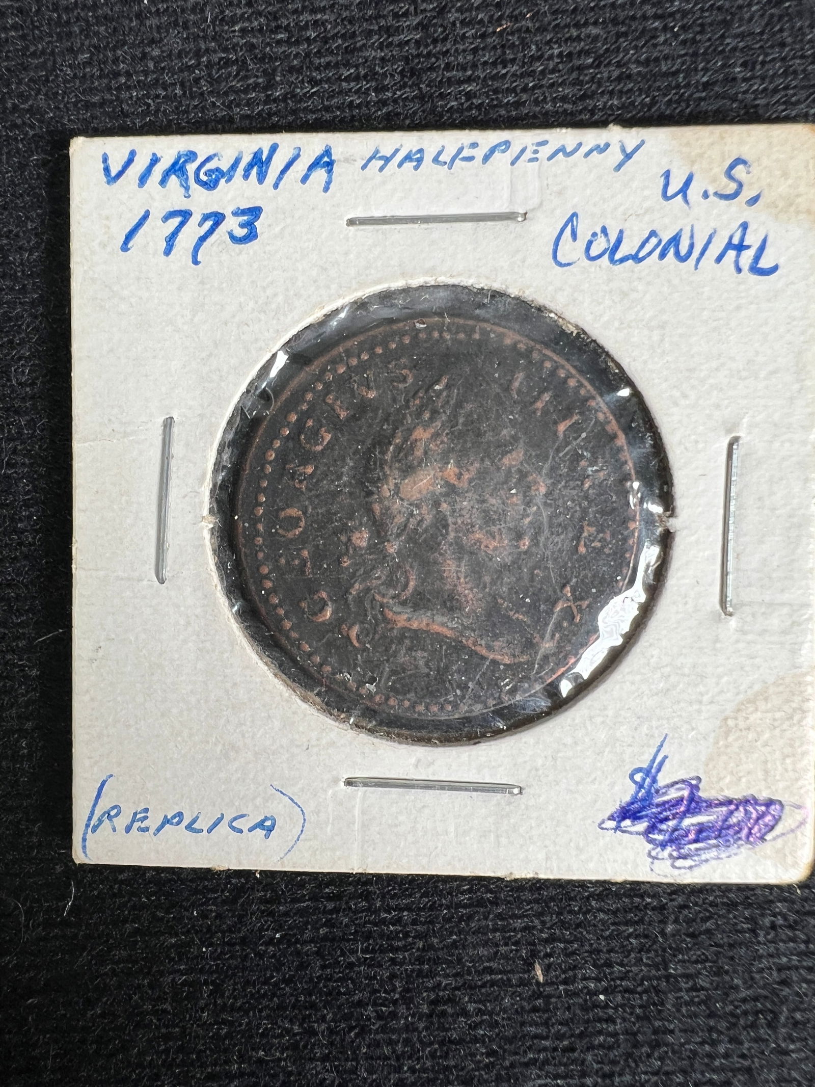 1773 Virginia Halfpenny US Colonial Replica (1 of 2)
