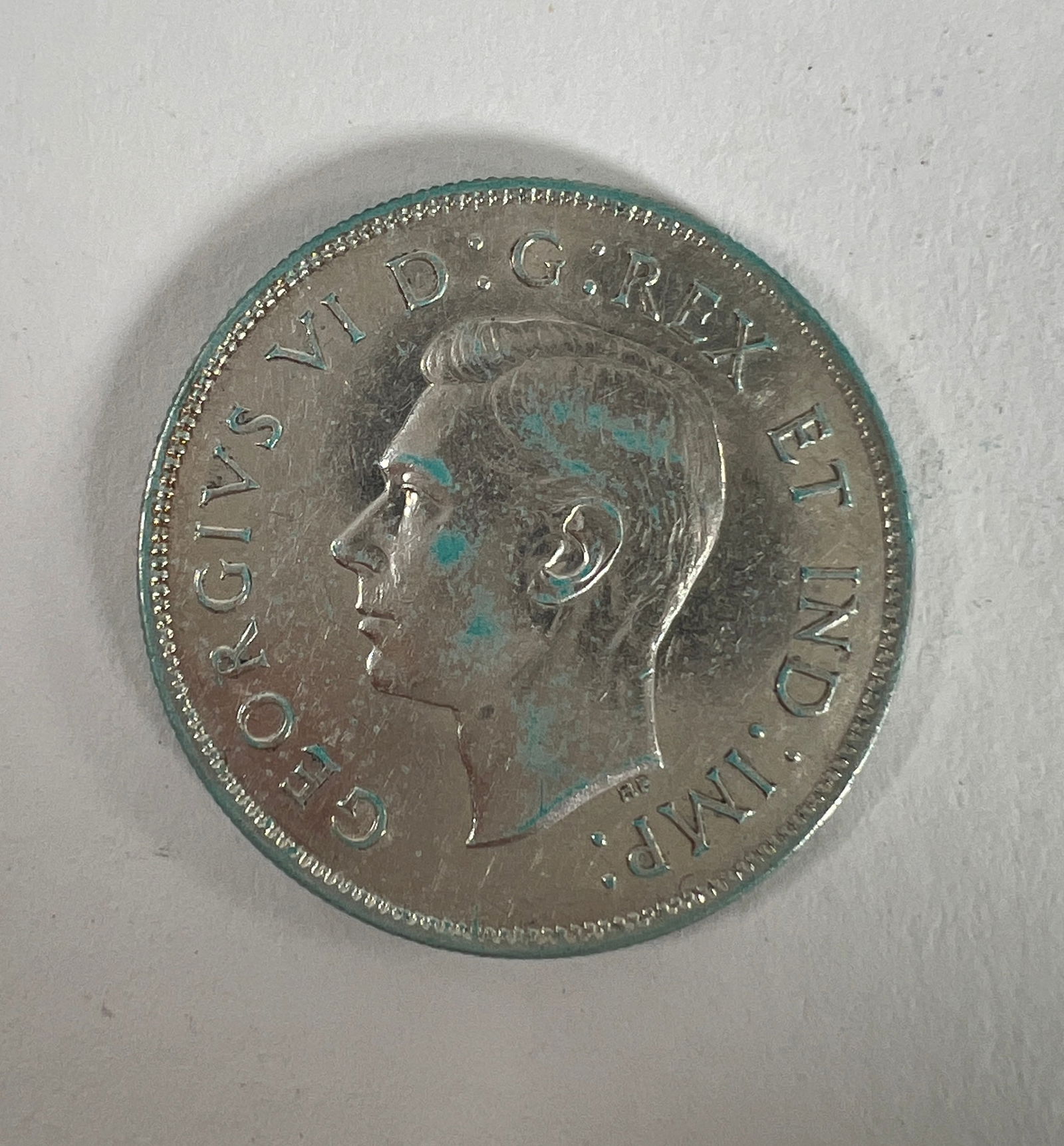 -*1944 Canadian 50 Cents .800 Silver Coin - King George VI (1 of 2)