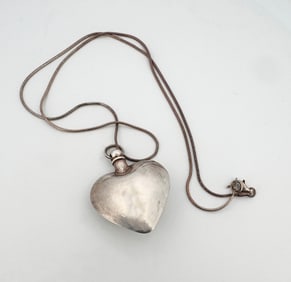 Sterling Heart Perfume Bottle Necklace