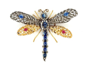 Silver Jarin Articulated Dragonfly Brooch