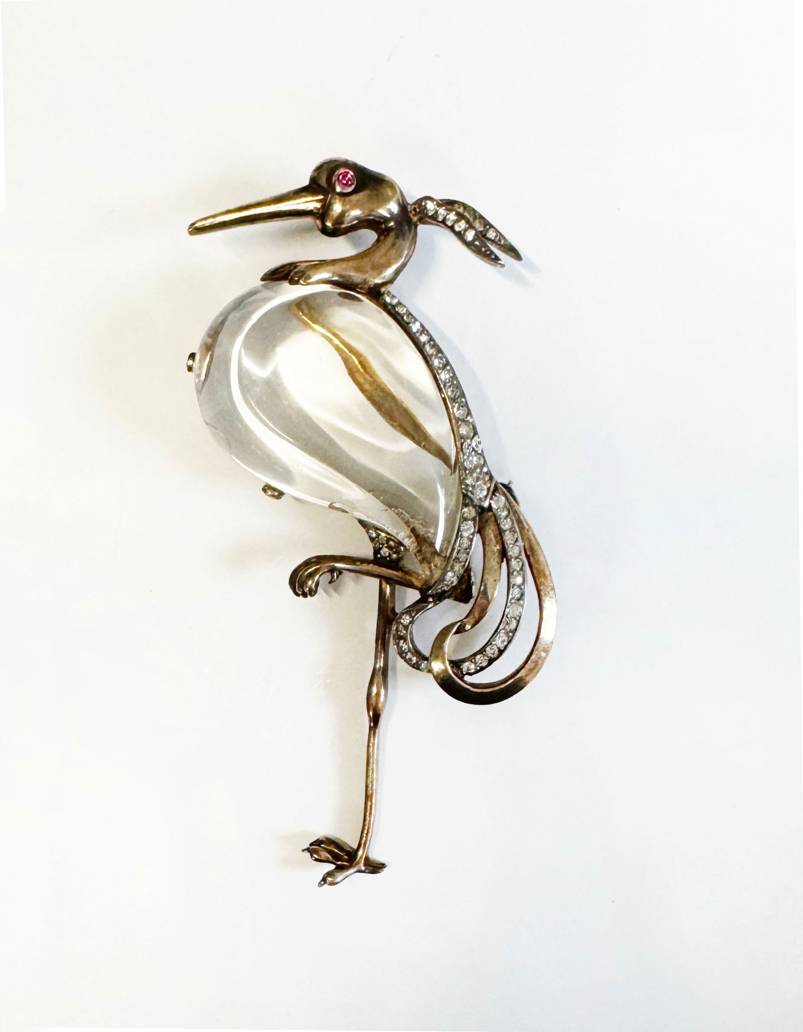 Trifari 'Alfred Philippe' Sterling Vermeil Jelly Belly Heron Brooch (1 of 3)
