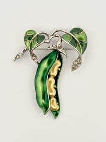 Marcel Broucher Enamel Peapod Brooch