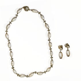 Miriam Haskell Faux Pearl Necklace & Earrings Set