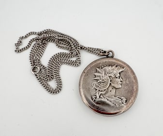 French Sterling Marianne Engraved Locket