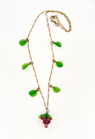 Silver Glass Grape Cluster Necklace