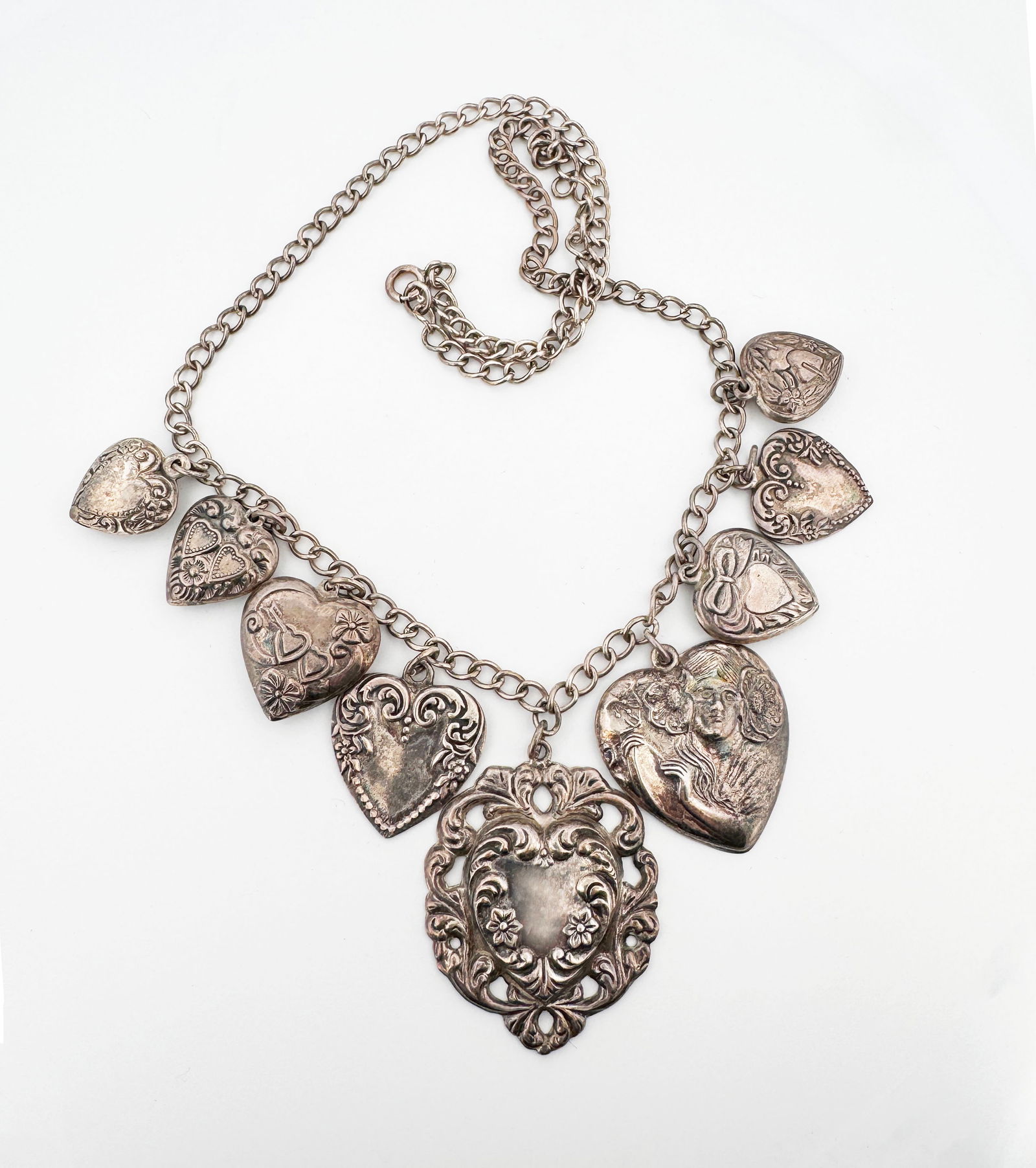 Sterling Repousse Heart Necklace (1 of 3)