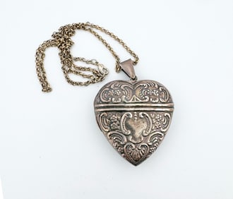 Sterling Repousse Heart Locket