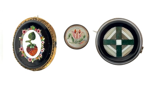 Three Micro Mosaic Brooches
