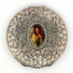 Engraved Silver Compact