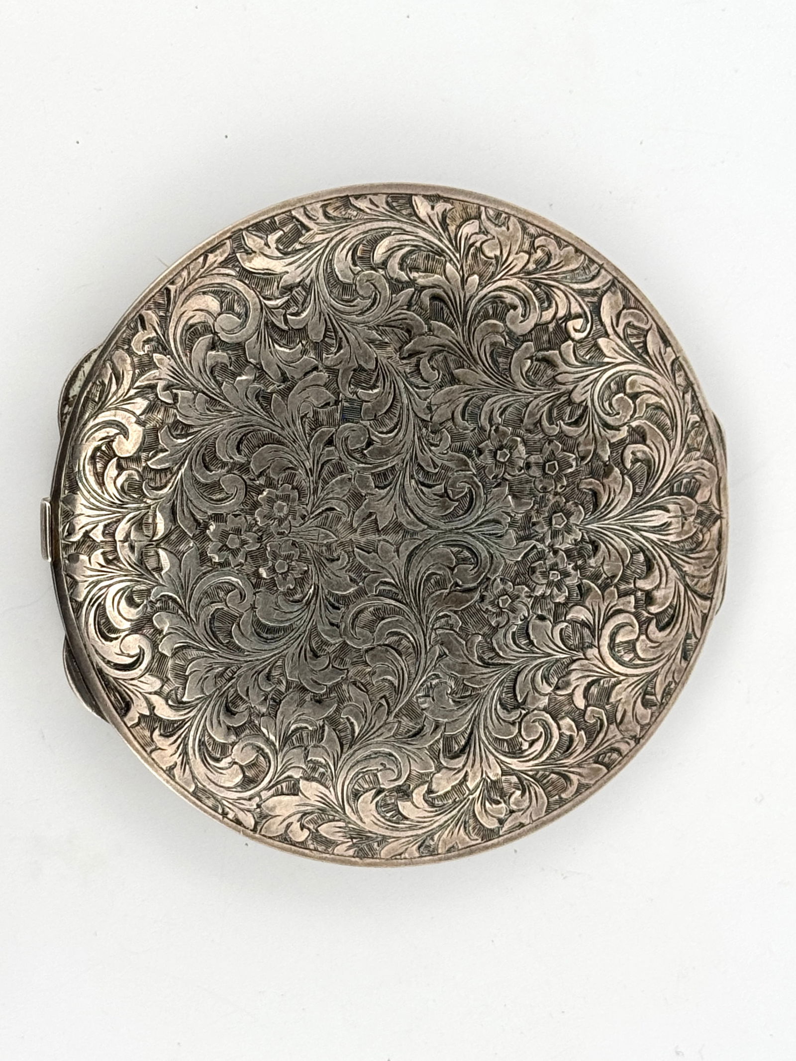 Engraved Silver Compact - 2
