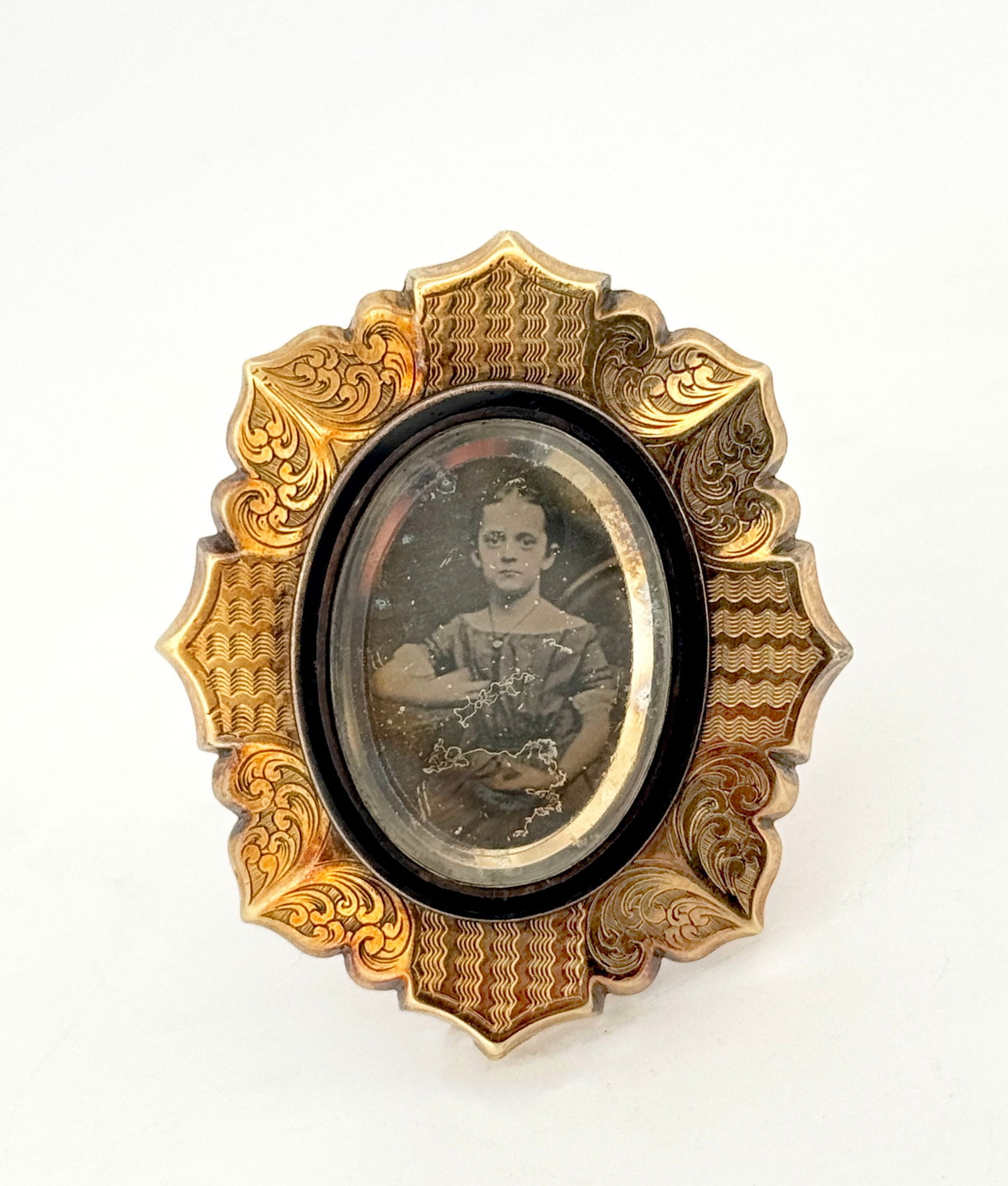 14k Victorian Mourning Portrait Brooch (1 of 3)