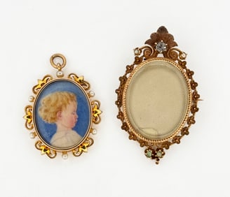 Two 14k Shadowbox Pendants