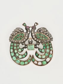 Emerald Peacock Brooch