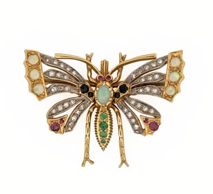 14k Articulated Butterfly Brooch