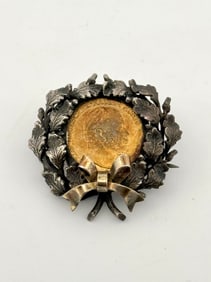 Silver Wreath 1877 German 5 Mark Gold Coin Brooch