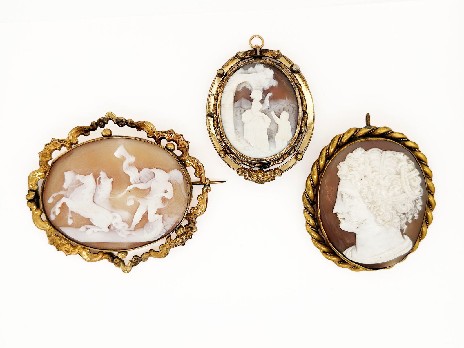 Three Antique Cameo Brooches (1 of 3)