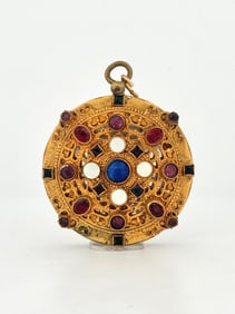 Czech Glass Gemstone Brass Locket Pendant