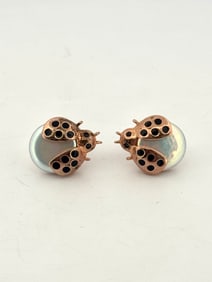 Ladybug Pearl Stud Earrings