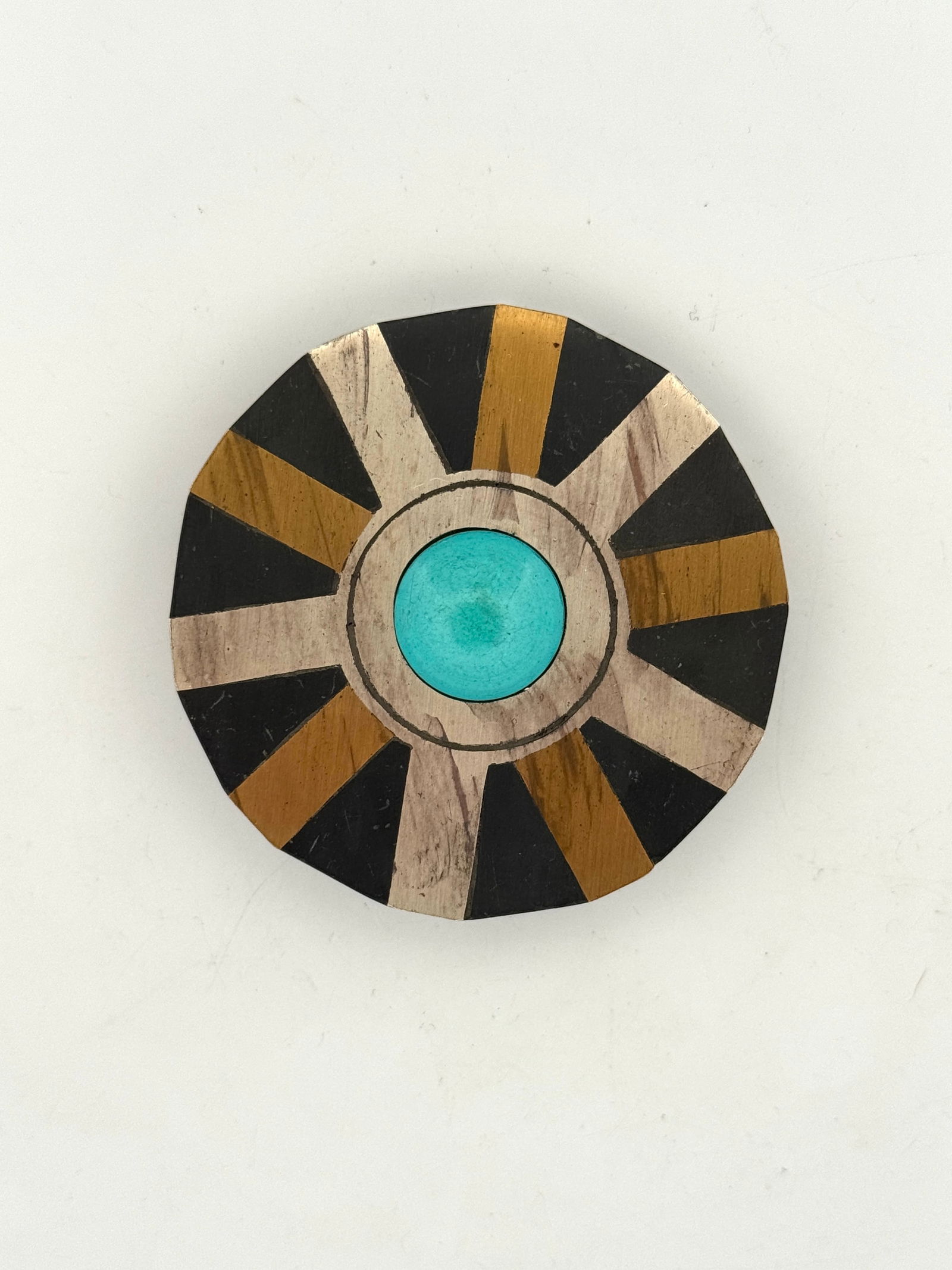 Cecilia ToÃ±o Piedra Negra Sterling Silver Turquoise Pin: Sterling silver and turquoise "Piedra Negra" brooch by Cecilia Toño. Marked "Toño, Hecho en Mexico, Piedra Negra, T162" with sterling silver mark. Features a pin