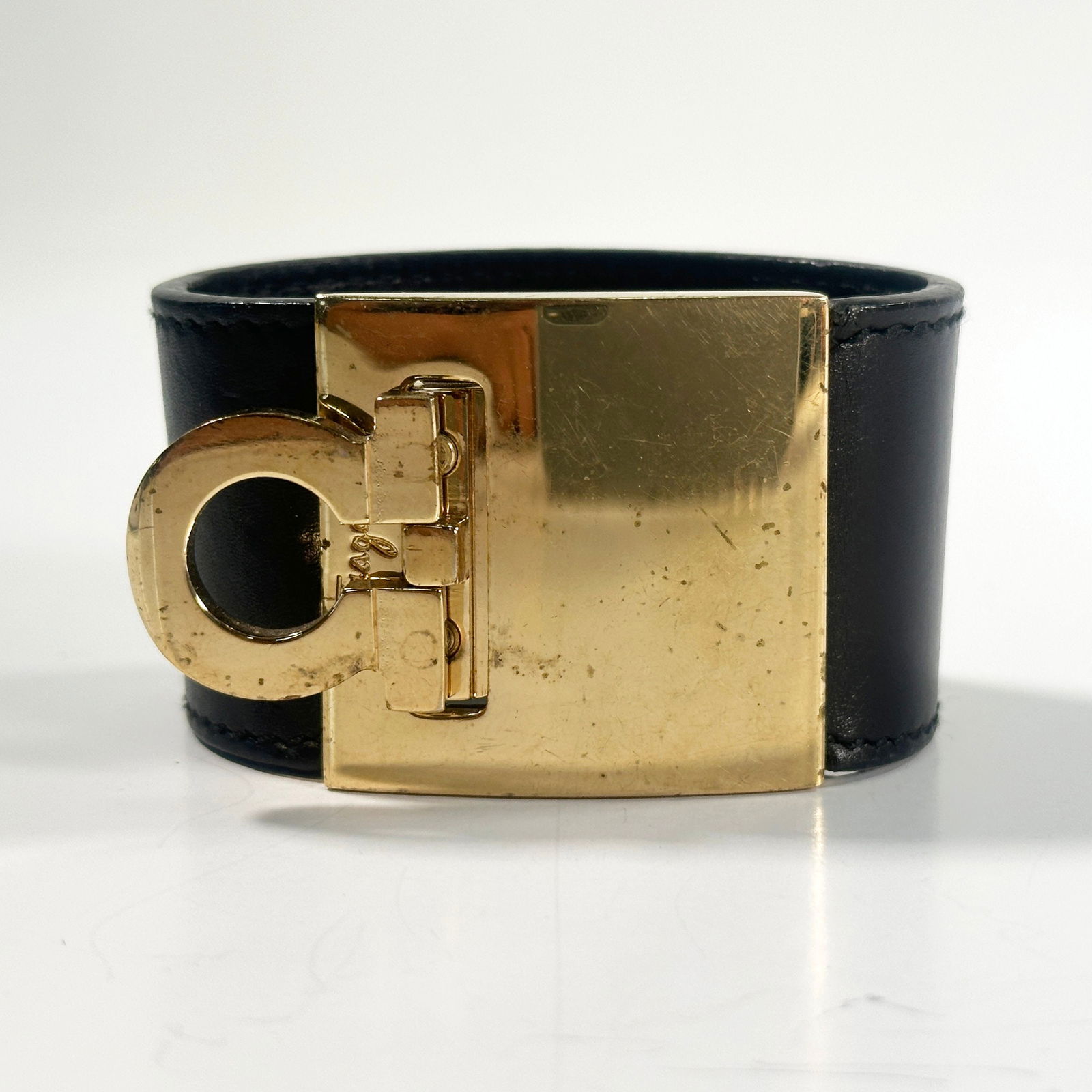 Salvatore Ferragamo Gancini Leather Cuff Bracelet (1 of 3)
