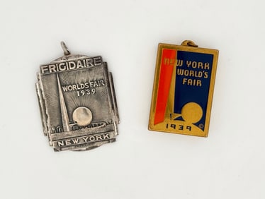 Two 1939 World's Fair Pendants and Souvenir Map
