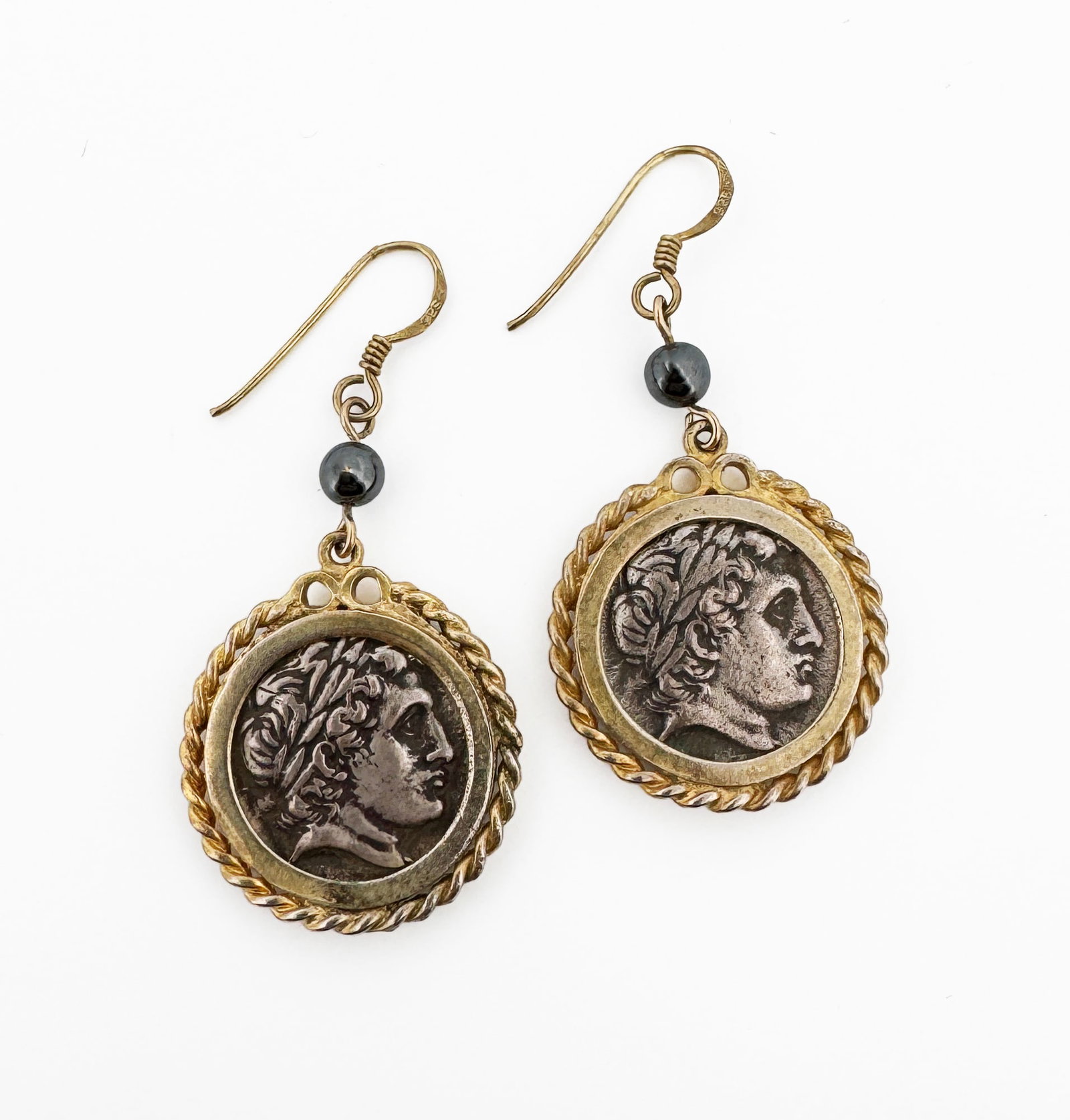 Coin Earrings: Weight: 13.4 g Length: 2" long (with hook)
