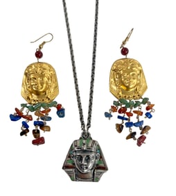 Egyptian Revival Necklace and Earrings