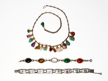 Multi-Stone Necklace & Two Bracelets